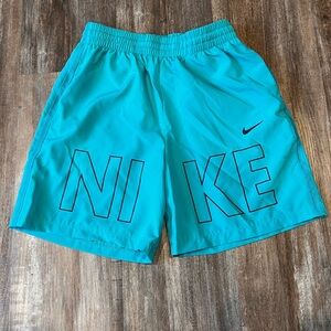 NWOT Nike Club woven logo printed shorts in aqua